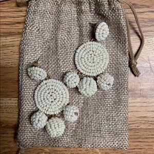 White Beaded Statement Earrings